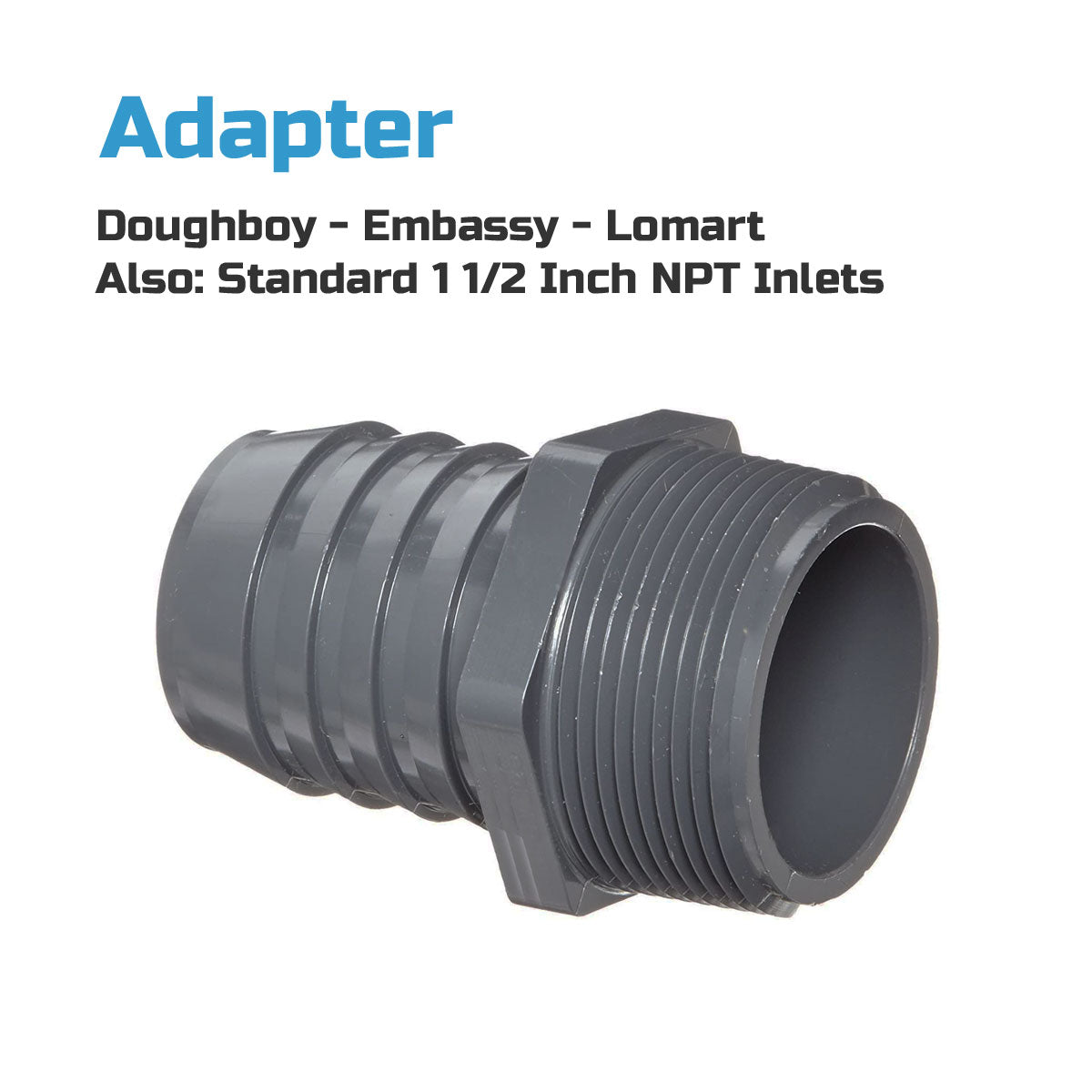 Threaded Adapter 1.5 Inch Hose X 1.5 Inch Pipe Thread.