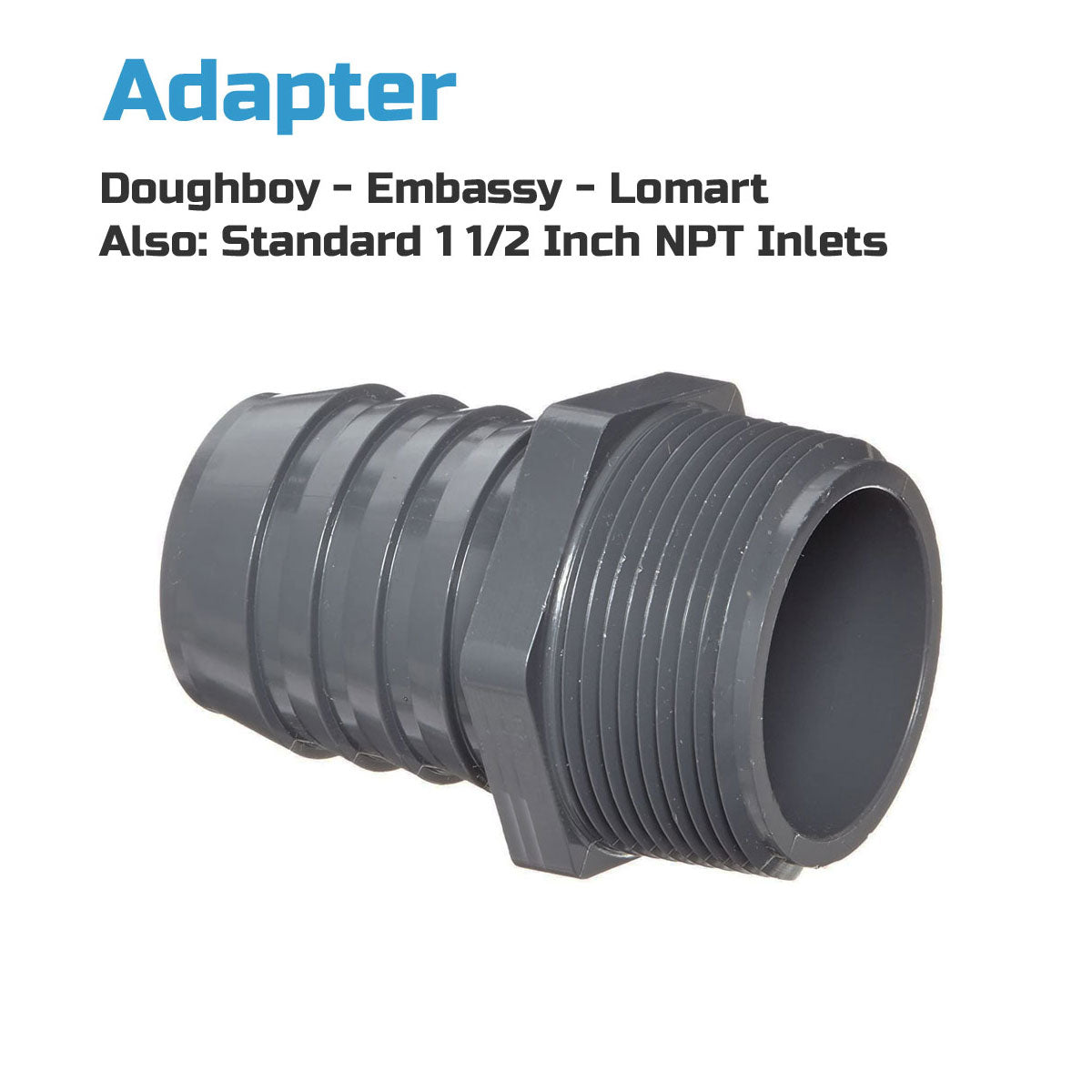Threaded Inlet Adapter 1.5 Inch Hose X 1.5 Inch Pipe Thread. - The Aquabag