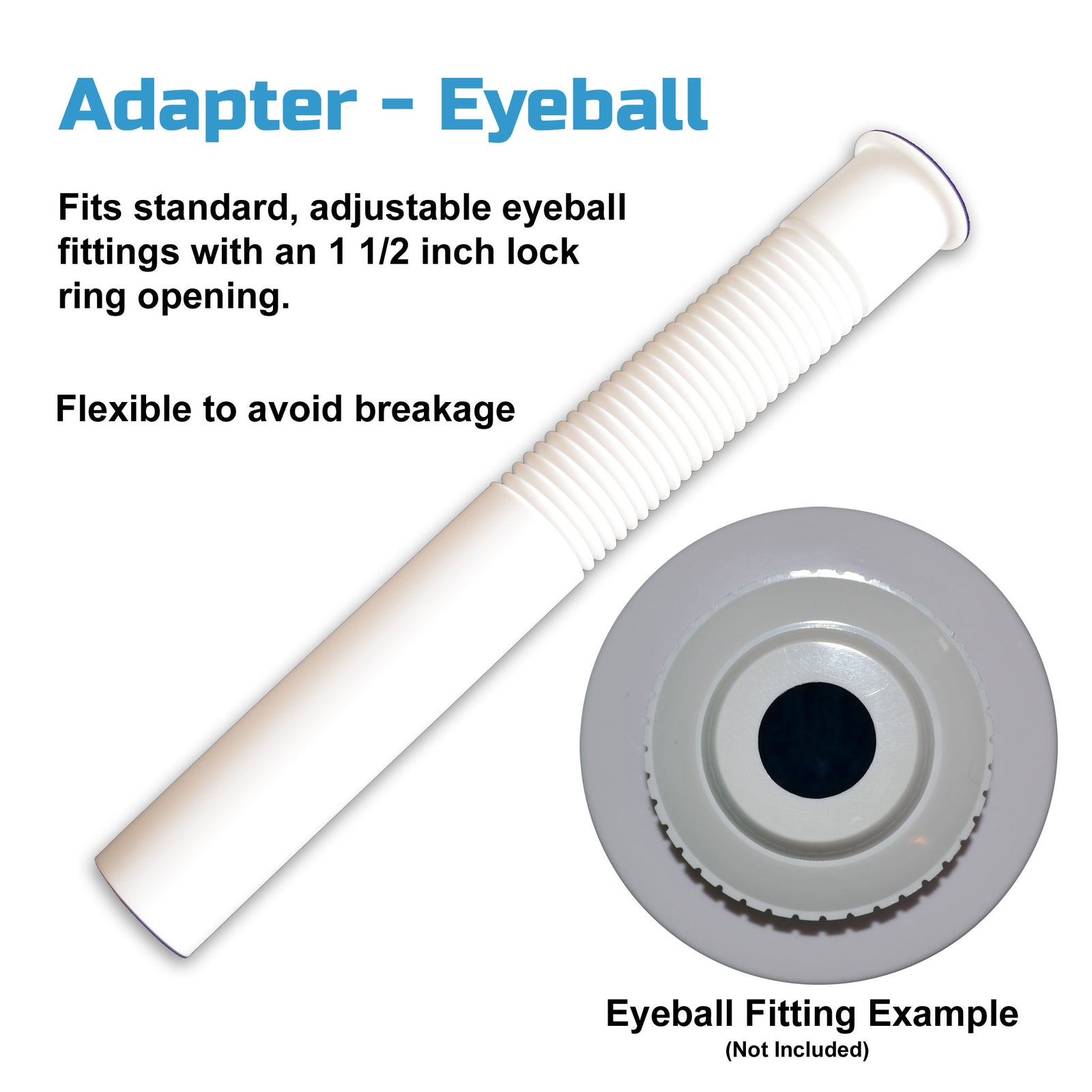 Adapter tube for swimming pool eyeball fittings