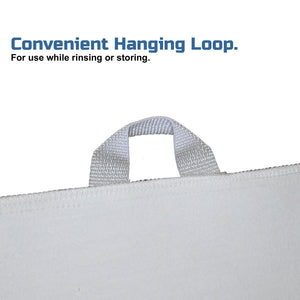 Hanging storage loop. Large swimming pool filter bags only.