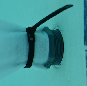 1 1/2 Hose barb adapter, threaded into swimming pool wall