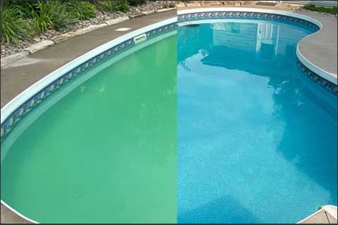 In ground pool. Aquabag-Pure clear cloudy swimming pool