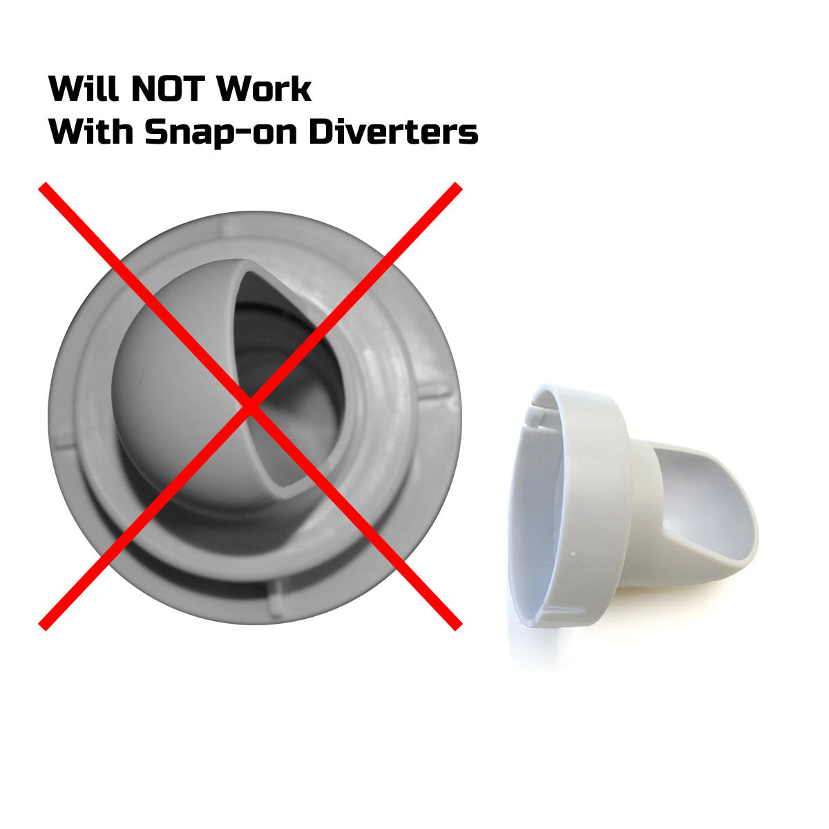 Incompatible Poly Group Diverter. Snap on.