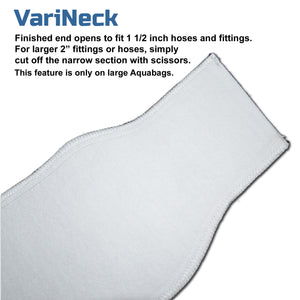 Varineck allows you to connect the Aquabage PURE to 1 1/2 inch and 2 inch fittings and pool hoses.